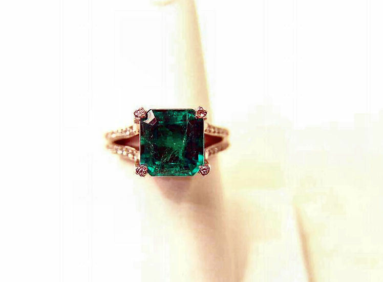 4.95 CT 1 EMERALD SQUARE CUT DIAMOND 4 PRONGS 1.00 CT PLATINUM G VS1/2