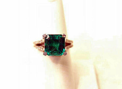 4.95 CT 1 EMERALD SQUARE CUT DIAMOND 4 PRONGS 1.00 CT PLATINUM G VS1/2