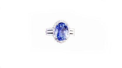 SAPPHIRE OVAL SHAPE DIAMOND ROUND BRILLIANT SHAPE RING