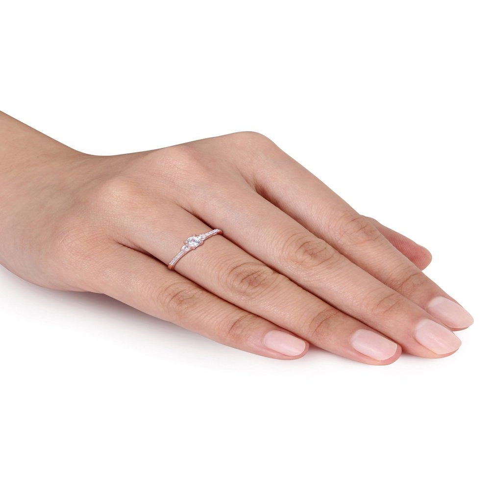 1/3 Carat T.G.W. Created White Sapphire and Diamond-Accent Rose Plated Sterling