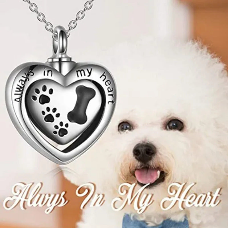 Footprint Jewelry Urn Necklace for Ashes Love Heart Pendant Bone Paw
