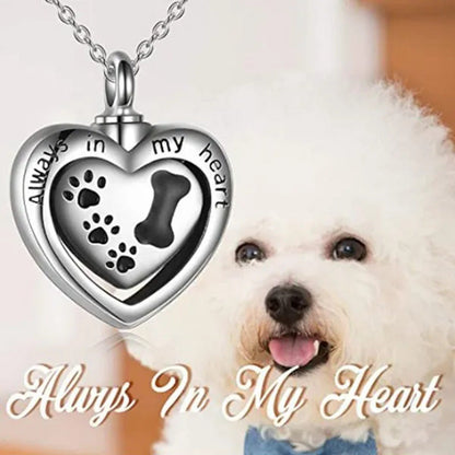 Footprint Jewelry Urn Necklace for Ashes Love Heart Pendant Bone Paw