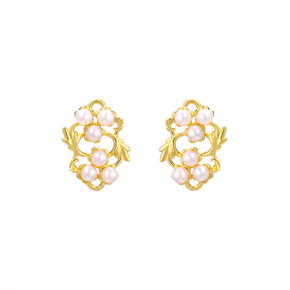 Women'S Leaf Flower Pearl Earrings