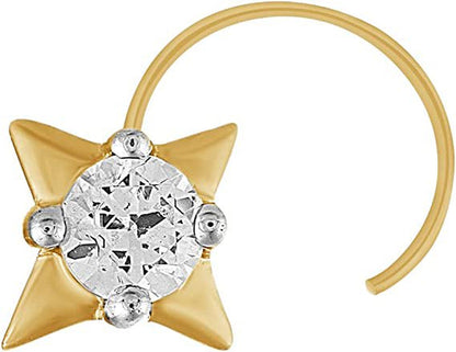 0.10 Ct round Natural Diamond 10K Yellow Gold Solitaire Stud Nose Pin