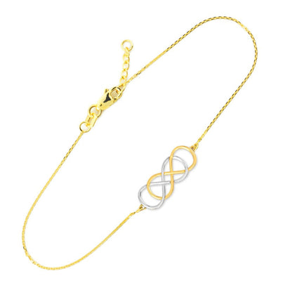 14K TWO-TONE GOLD DOUBLE KNOT INFINITY BRACELET