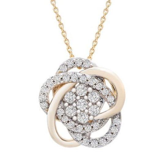 0.25 CT. T.W. Diamond Love Knot Pendant in 14K Yellow Gold