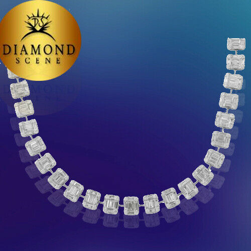 Emerald Cut Diamond Necklace Illusion Set