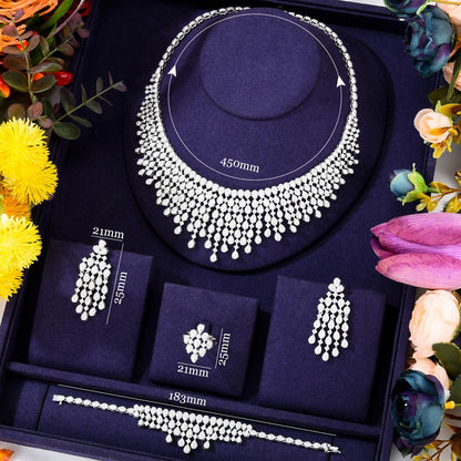 Original Luxury Necklace Bangle Earrings Ring Jewelry Sets for Women Wedding Rus