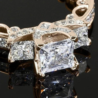 New Exquisite Princess Square Diamond Ring Classic Super Flash Engagement Ring A