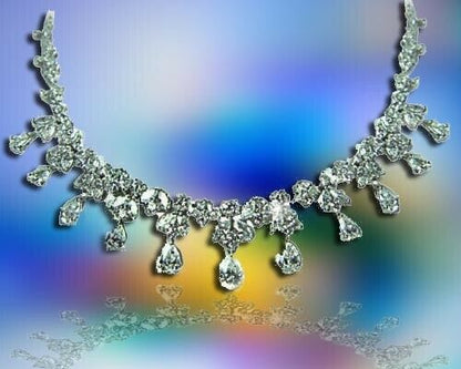 DIAMOND ROUND BRILLIANT PEAR MARQUISE SHAPE ALL AROUND SET DIAMOND NECKLACE