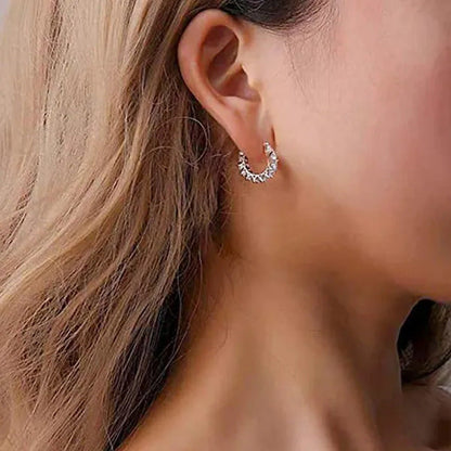 Gold Plated Earrings Silver Color Post Zircon Party Engagement Hoop Earrings for