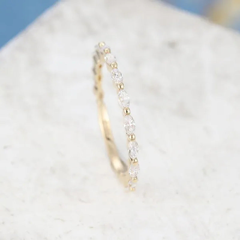 Gorgeous so Simple Shiny Marquise Diamond Ring Exquisite 925 Sterling Silver Nat