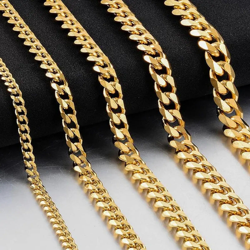 Hot Sale! Men'S Necklace Stainless Steel Cuban Link Chain Silver Gold Color Male