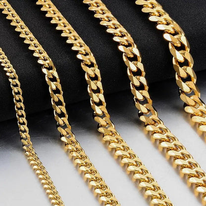 Hot Sale! Men'S Necklace Stainless Steel Cuban Link Chain Silver Gold Color Male