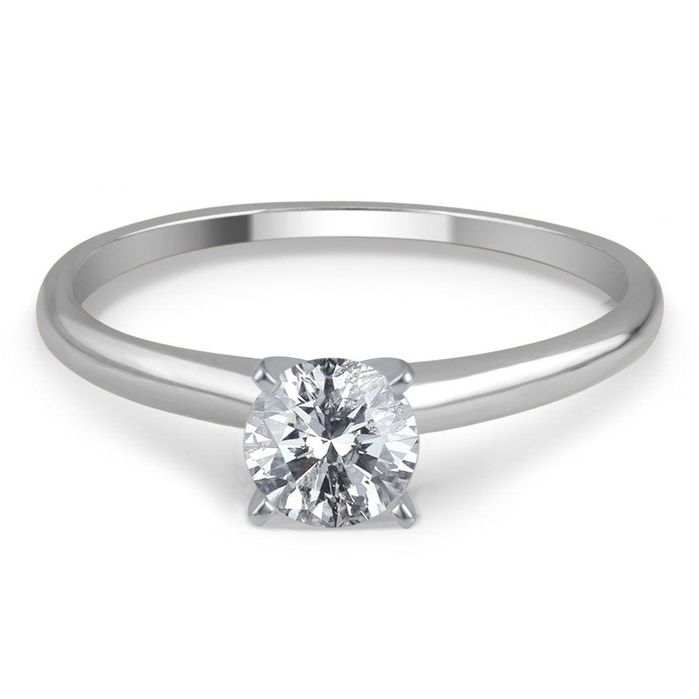 Arista 0.50 Carat T.W. round White Diamond Solitaire Ring in 14K White Gold (H-I