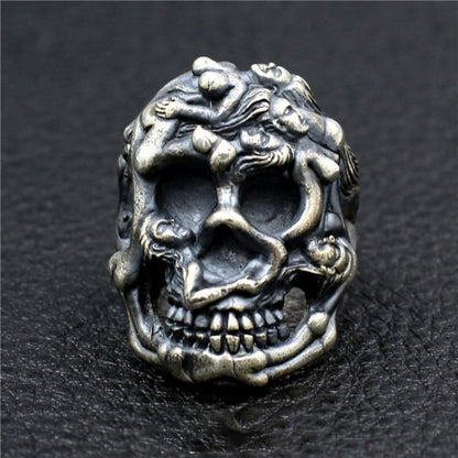 Beauty and Skull Ring 925 Sterling Silver Handmade Rock Hip Hop Punk Index Finge