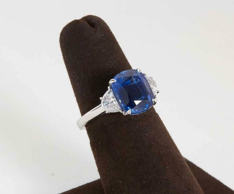 5 Carat Vivid Blue Sapphire Diamond Platinum Ring