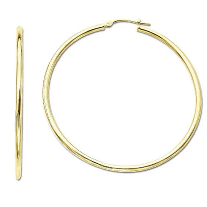 2 X 25Mm Hoop Earrings in 14K Yellow Gold