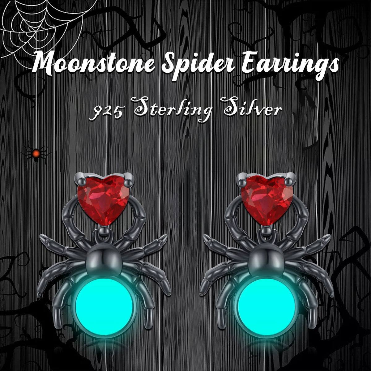 Spider Earrings 925 Sterling Silver Luminous Spider Stud Earrings for Women Glow