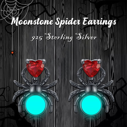 Spider Earrings 925 Sterling Silver Luminous Spider Stud Earrings for Women Glow