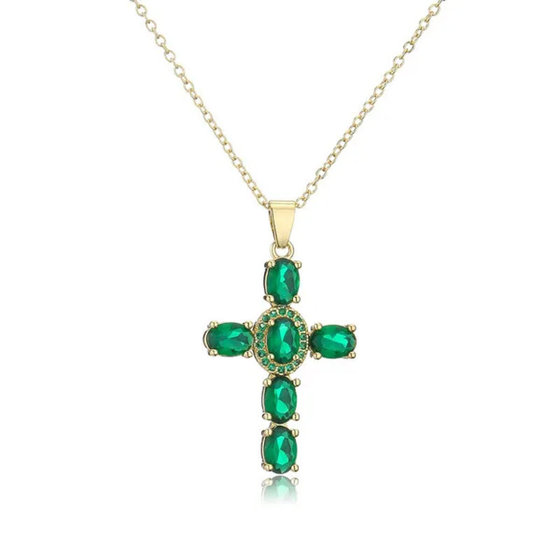 Fashion Jewelry Luxurious Temperament Gold-Plated Sapphire Emerald Ruby Topaz Am