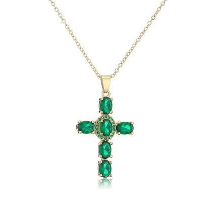 Fashion Jewelry Luxurious Temperament Gold-Plated Sapphire Emerald Ruby Topaz Am