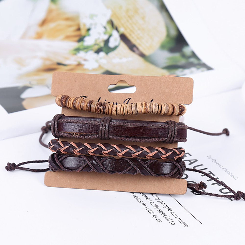 Men Bracelet Bracelet Braided Multilayer Simple Vintage Leather Bracelets