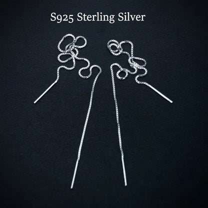 Minimalist Women'S Earline Earrings 925 Sterling Silver Long Chain Earrings, Wom