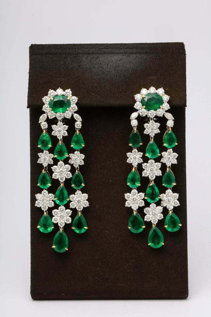 Emerald and Diamond Chandelier Earrings