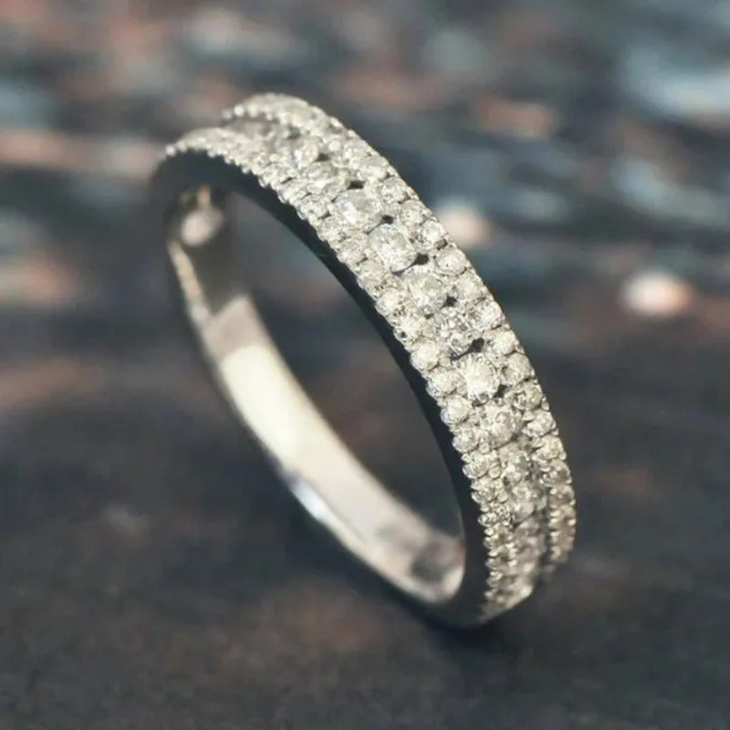 Eternity Rings for Women Wedding Ring 18K Gold Micro Pave Diamond Rings Bridal E