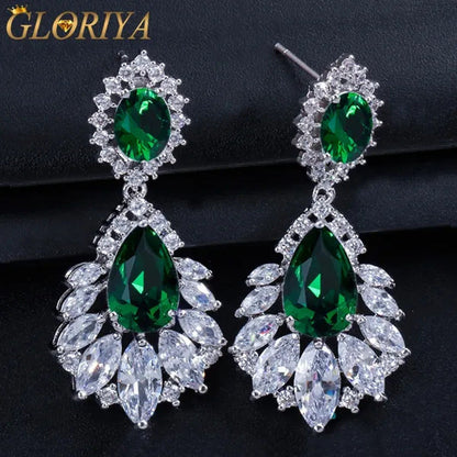 Gloriya Vintage Exquisite Marquise Silver Plated Jewelry Tear Drop Green Tanzani