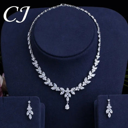 CANDICE Luxury Marquise Cubic Zirconia Diamond Pave Bridal Big Flower Pendant Ne