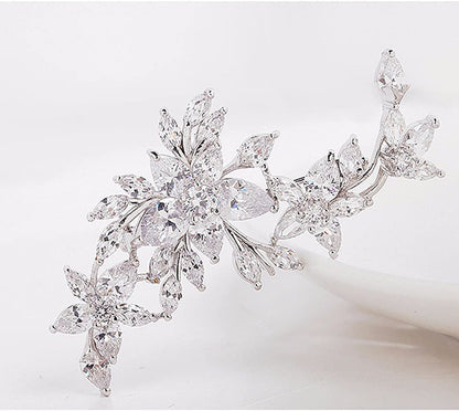 GULICX Silver Plated Base Diamante Zircon Flower Blossom Brooch Badge Pin Classi