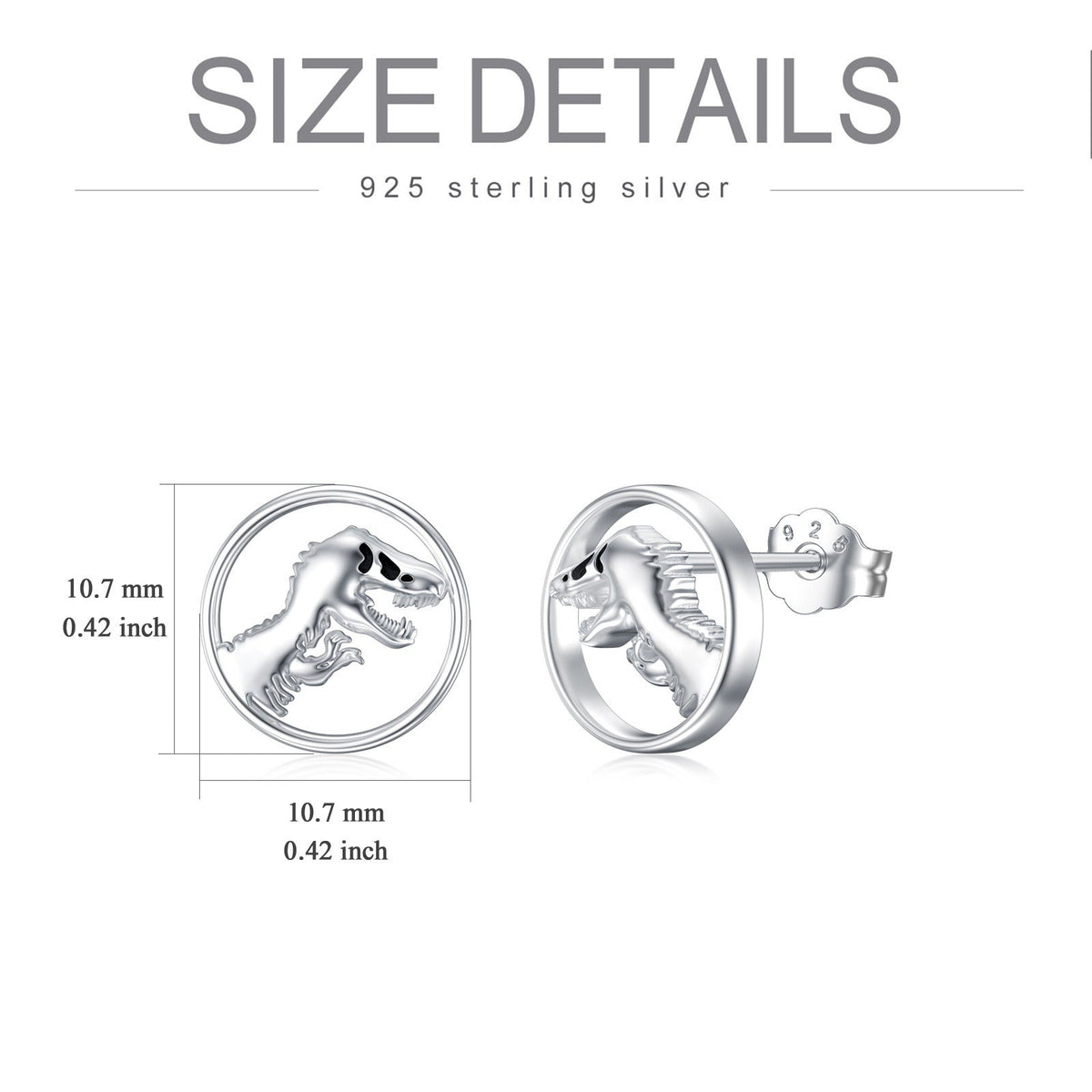 Dinosaur Earrings 925 Sterling Silver Dino Stud Earrings Dinosaur Jewelry Gifts
