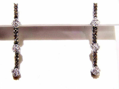 DIAMOND 24 WHITE 24 FANCY CHAMPAGNE COLOR DIAMOND LINE DROP EARRING PUSH BACKS