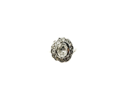 CERTIFIED DIAMOND OVAL SHAPE ROUND BRILLIANT HALO RING
