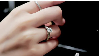 925 Silver Rose Gold round Cut CZ Wedding Band Engagement Rings Set Women Size 4