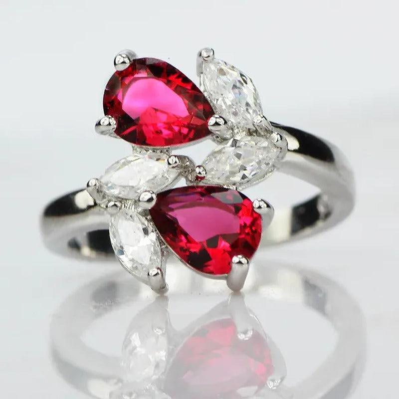 925 Silver Ruby Birthstone Gemstones Engagement Wedding Anniversary Heart Ring