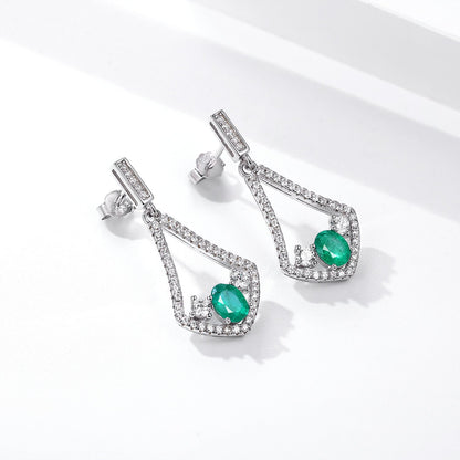 Natural Emerald Earrings for Female Korean Version High Quality Zirconium Earrin