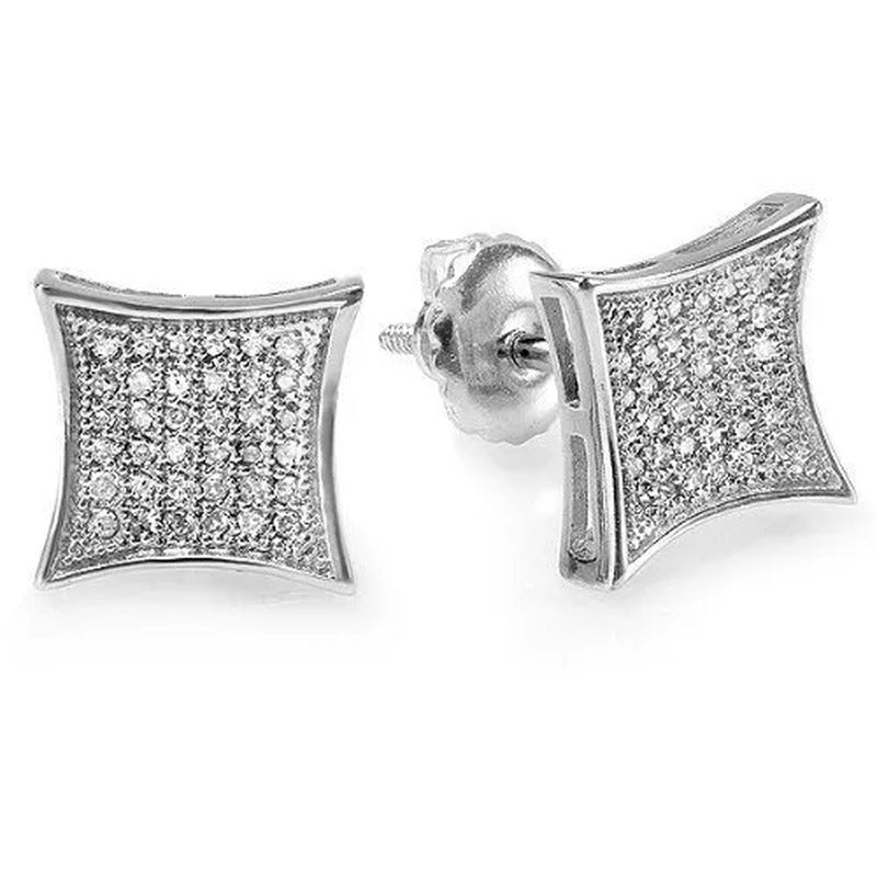 WKLP2014 36 Diamonds Kite Shape Unisex 'S Hip Hop Iced Stud Earrings Silver and