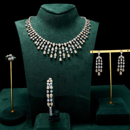 Elegant Necklace Set Cubic Zirconia Jewelry for Women Anniversary Dubai Bridal
