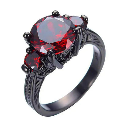 Fashion Jewelry Red Ruby Garnet CZ Wedding Ring for Women Size 5/6/7/8/9/10