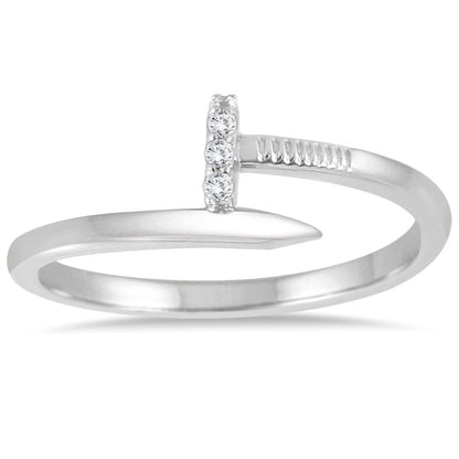 Women'S Diamond Accent Screw Ring in 14K White Gold (J-K-L Color, I2-I3 Clarity)