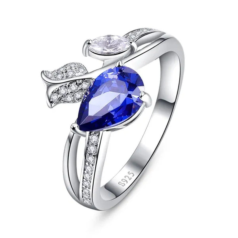 6*9Mm Pear Cut Sapphire & Ruby 925 Sterling Silver Jewelry Vintage Wedding Engag
