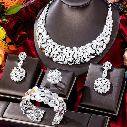 Famous Brand Trendy Luxury African 4 Jewelry Sets for Women Wedding Party