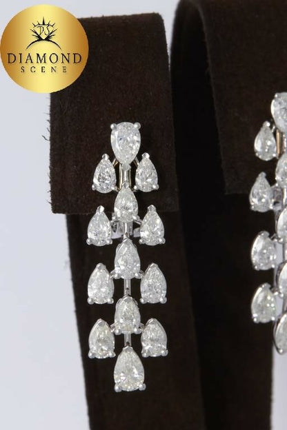 Pear Shape Diamond Gold Drop Earrings