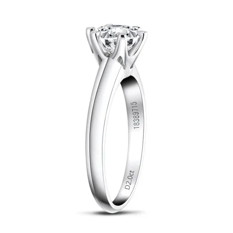 18K White Gold 2Ct round Cut Moissanite Solitaire Six Claw Diamond Engagement We