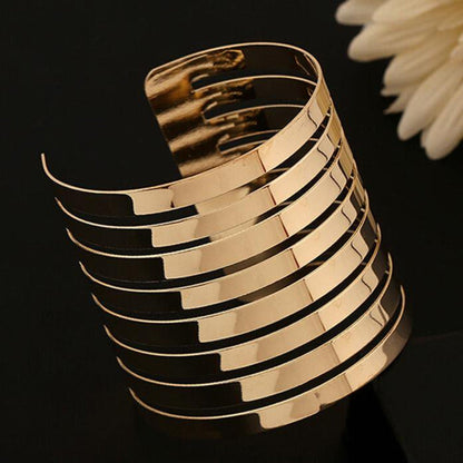 New Fashion Women'S Vintage Gold Punk Cuff Bracelet Jewelry Gold