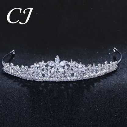 CANDICE Luxurious Classy White Gold Plating Bridal Crown Tiara Necklace Earrings