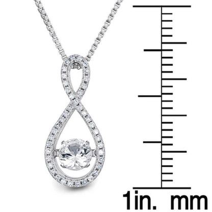 Dancing Lab Created White Sapphire and 0.12 CT. T.W. Diamond Infinity Pendant in